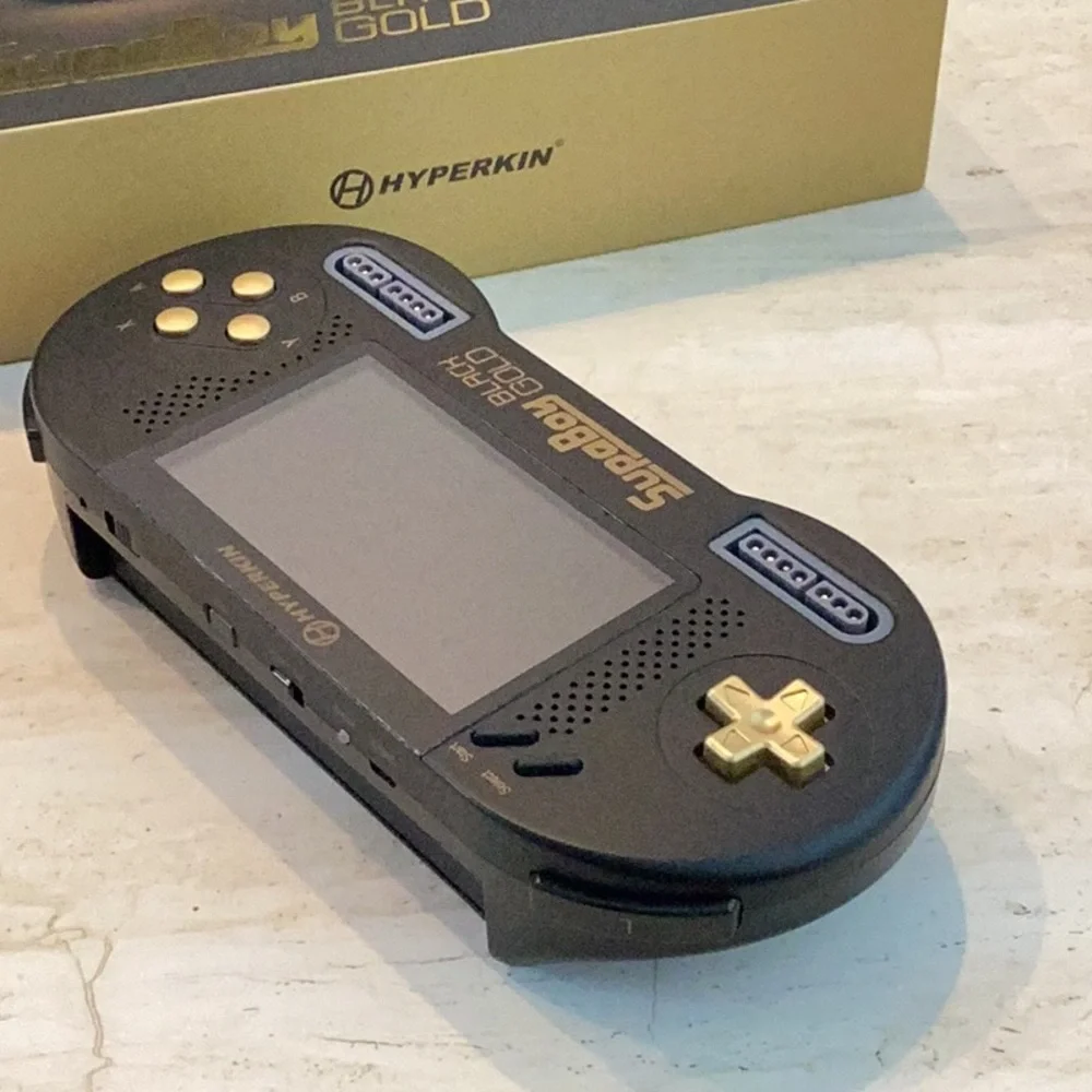 Hyperkin Supaboy Black Gold Portable Pocket Console Nintendo SNES Games Gameboy